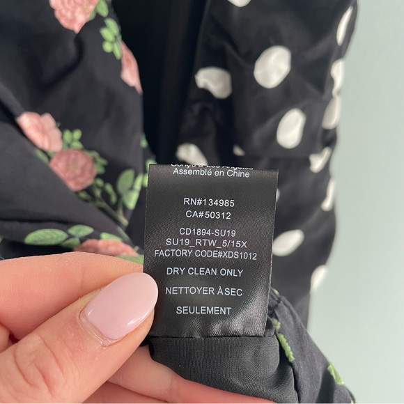 For Love And Lemons Mochi Shirred Mini Dress Black Floral Polka Print NWT XS - Picture 15 of 15